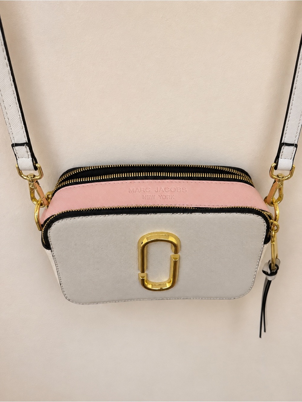 Marc Jacobs Snapshot White Pink Bag 2 Straps